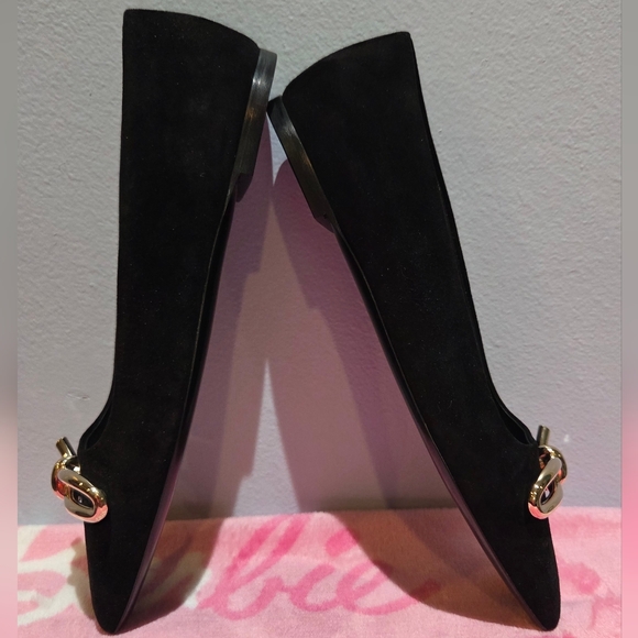 Women's Salvatore Ferragamo Gold Bow Detail Black Loafer, Size 7.5 - Picture 5 of 7